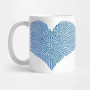 Turing Pattern Sunburst Love Heart (Blue) Mug